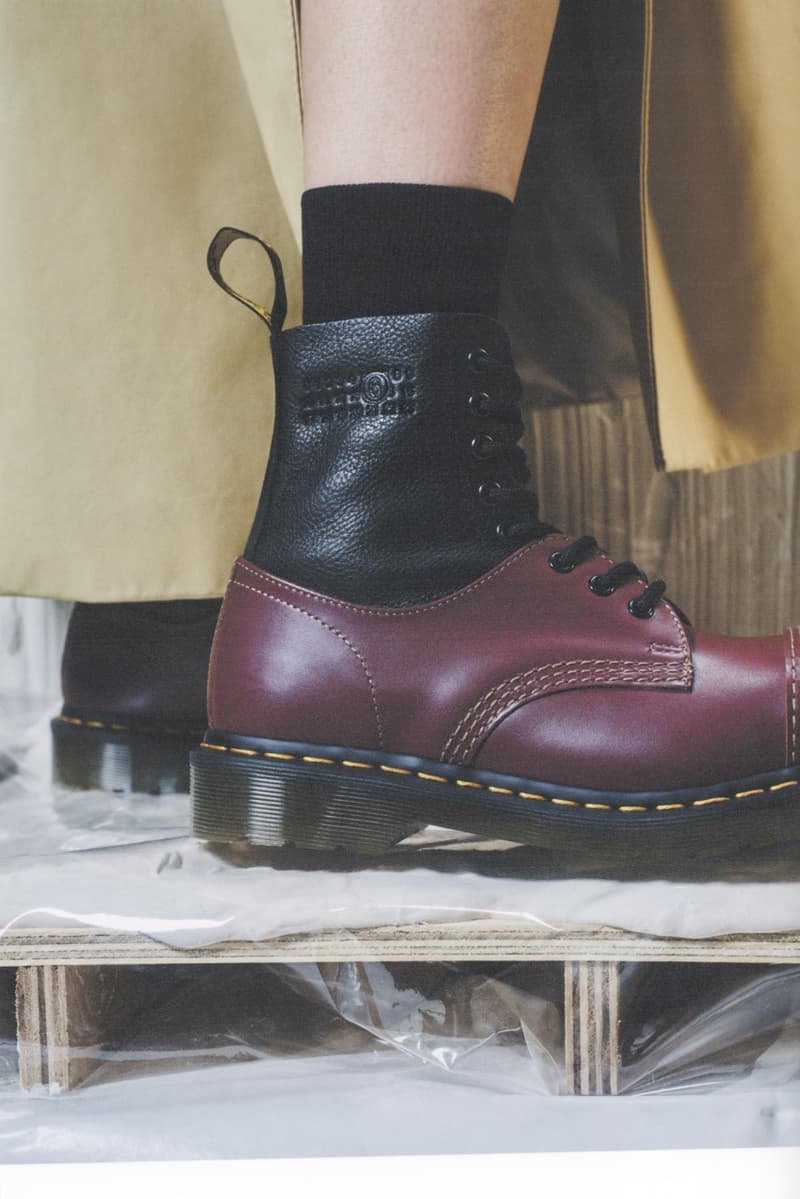 mm6 maison margiela dr martens leather boots shoes maroon black